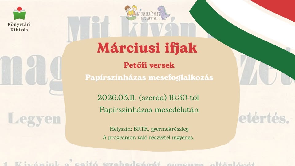 Márciusi Ifjak - Papírszínházas mesefoglalkozás