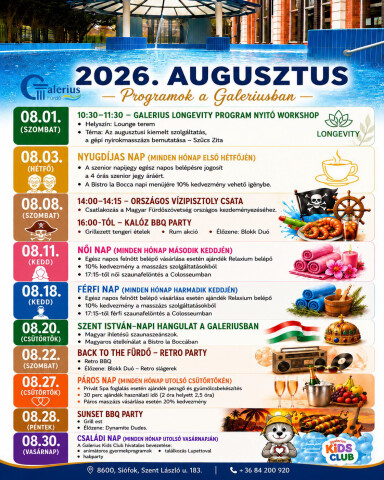 Galerius Augusztusi programajánló