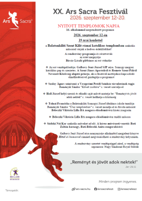 XX. Ars Sacra Fesztivál - Nyitott templomok napja